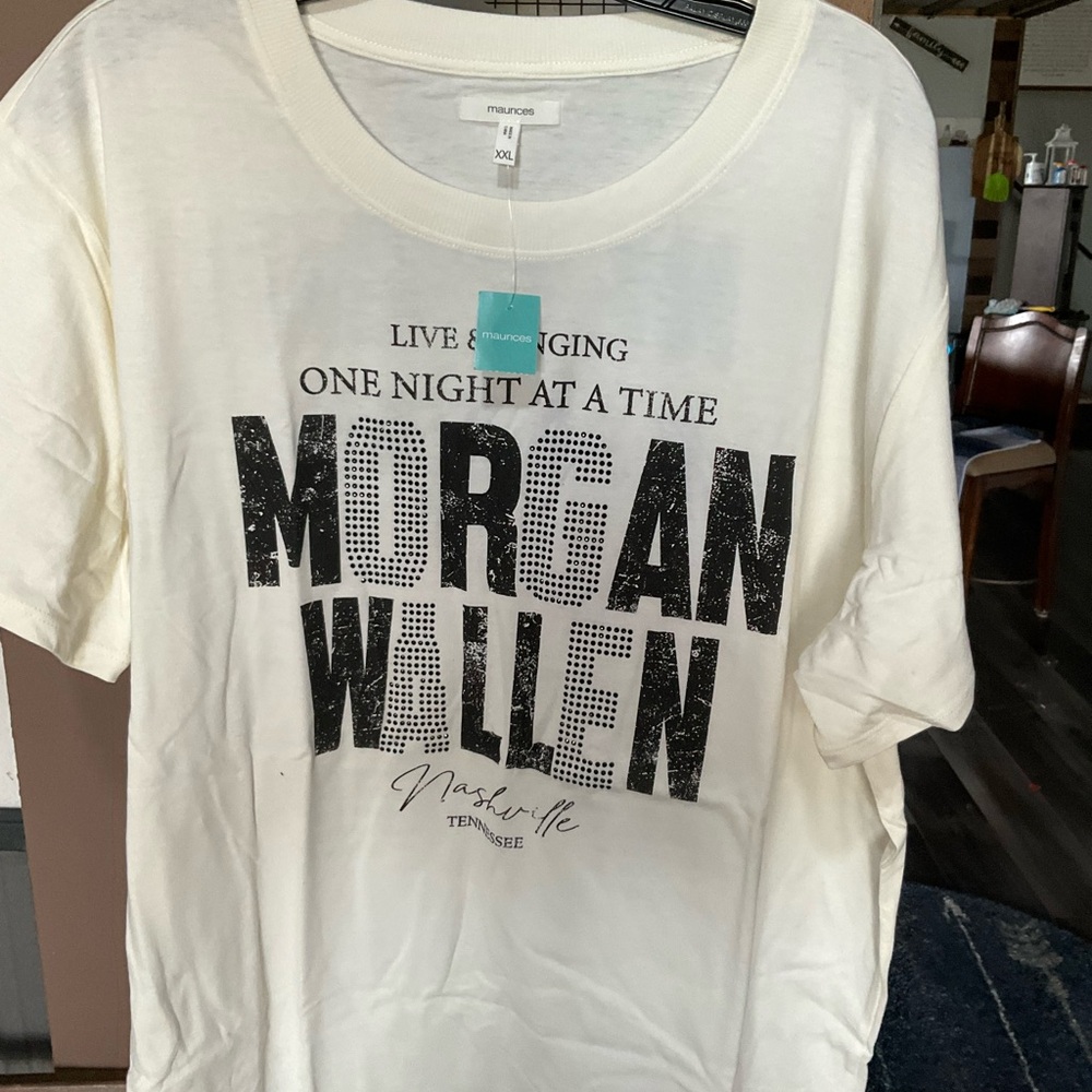 Maurices Cream Graphic Tee with Black 'Morgan Wallen' Text